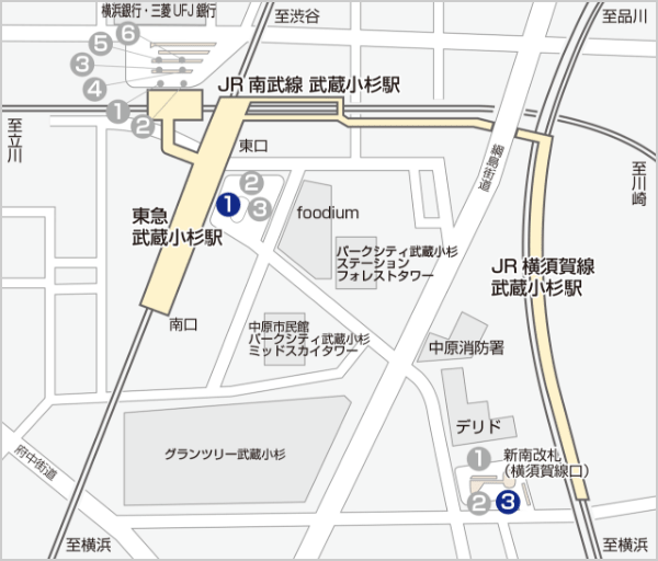 武蔵小杉駅周辺マップ