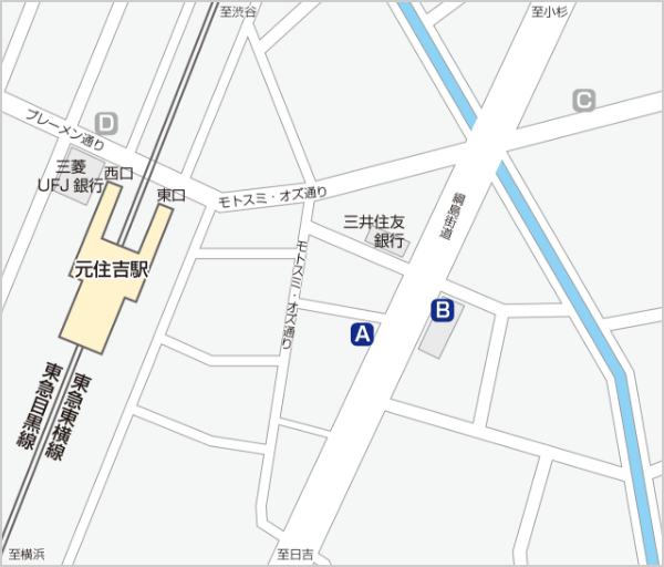 元住吉駅周辺マップ