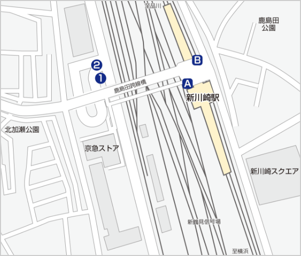 新川崎駅・新川崎交通広場周辺マップ