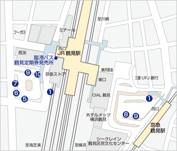 鶴見駅東口・西口周辺マップ