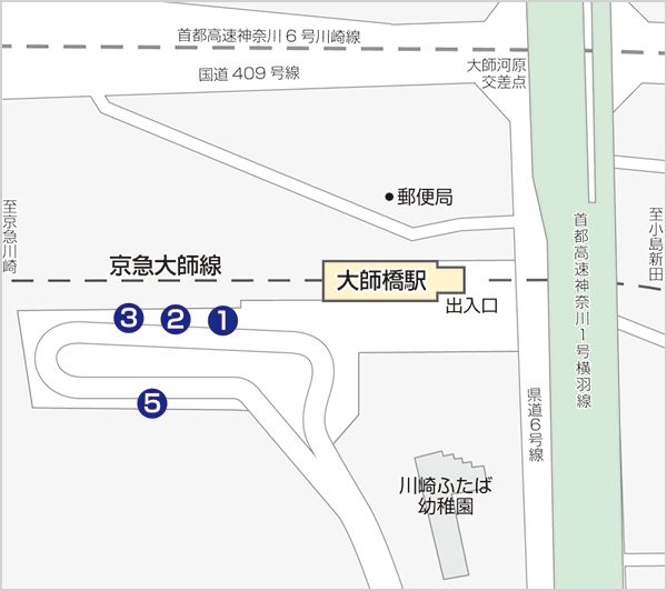 大師橋駅周辺マップ