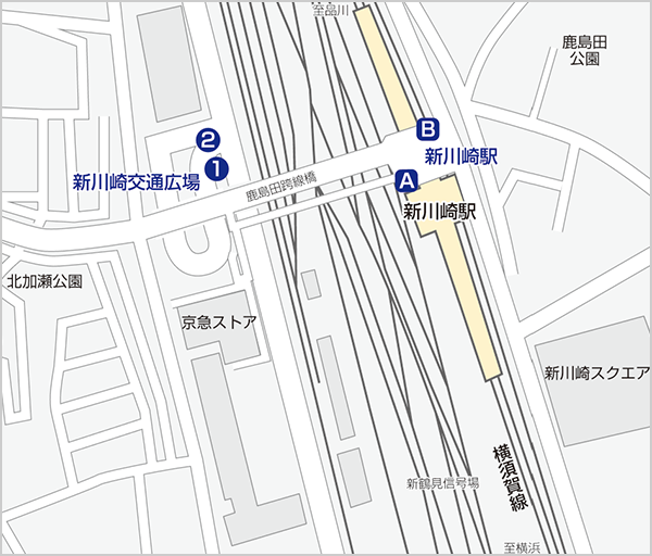 新川崎駅・新川崎交通広場周辺マップ